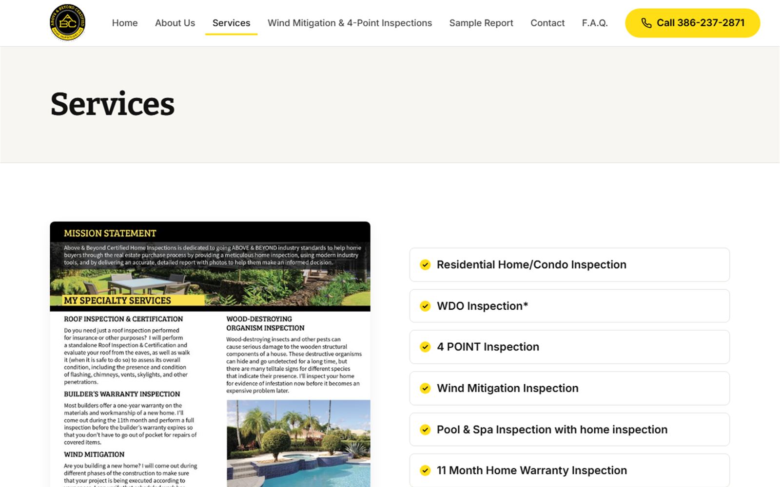 Services page